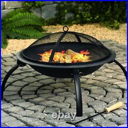 CGC Fire Pit Round Outdoor Foldable Garden Camping Heater BBQ Grill Portable UK