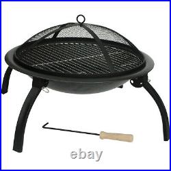 CGC Fire Pit Round Outdoor Foldable Garden Camping Heater BBQ Grill Portable UK