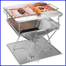 Camping Picnic Large BBQ Fire Pit Stainless Steel Charcoal Grill Roast Meat Rack