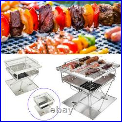 Camping Picnic Large BBQ Fire Pit Stainless Steel Charcoal Grill Roast Meat Rack
