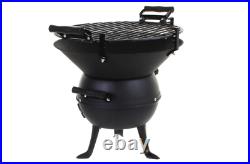 Cast Iron BBQ Grill Camping Barbecue Outdoor Garden Cooking Fire Pit Bowl Black
