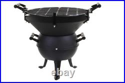 Cast Iron BBQ Grill Camping Barbecue Outdoor Garden Cooking Fire Pit Bowl Black
