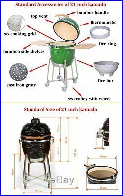 Ceramic Kamado BBQ Grill, Charcoal Smoker Oven 21