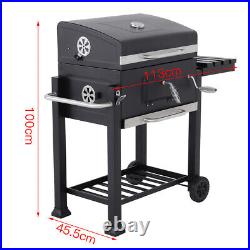 Charcoal BBQ Garden Trolley Outdoor Steel Grill Barbeque Stove Cart Storage Rack