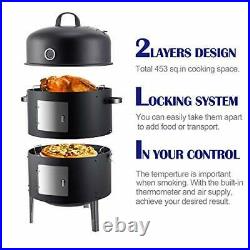 Charcoal BBQ Grill, Heavy Duty 3-in-1 Barbecue Smoker Grill for Garden