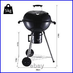 Charcoal BBQ Grill Portable Outdoor Camp Picnic Barbecue with Wheels, Shelves