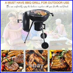 Charcoal BBQ Grill Portable Outdoor Food Cooker Steel Grate with Lid Cover Wheels