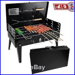 Charcoal BBQ Grill and Utensils Outdoor Garden Folding Portable Barbecue Camping