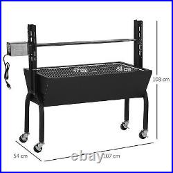 Charcoal BBQ Rotisserie Grill Roaster Adjustable Height with Wheels Electric