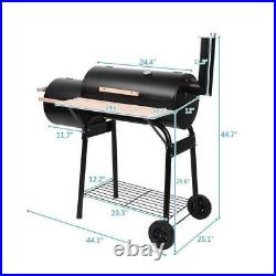 Charcoal Barbecue Grill with 2 Wheels Outdoor Garden Portable BBQ Trolley Steel