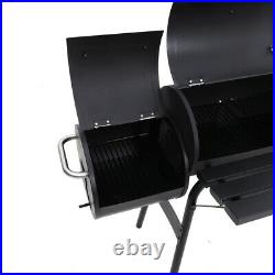 Charcoal Barbecue Smoker Grill Barrel With Wheels Outdoor Garden BBQ Grill Stand