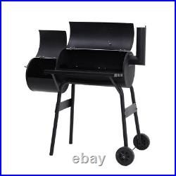 Charcoal Barbecue on Wheel Portable BBQ Grill Steel Trolley Smoker Combo Outdoor