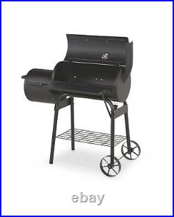 Charcoal Barrel BBQ Grill Garden Barbecue Patio Smoker Portable Wheels