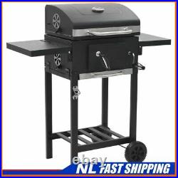 Charcoal-Fueled BBQ Grill with Bottom Shelf Black Freestanding Barbecue