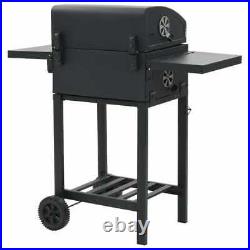 Charcoal-Fueled BBQ Grill with Bottom Shelf Black Freestanding Barbecue