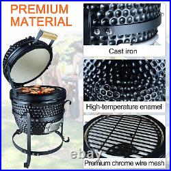 Charcoal Grill Cast Iron BBQ Picnic Cooking Smoker Standing Heat Control Black