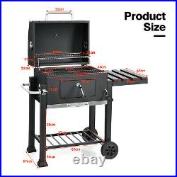 Charcoal Grill Patio Grill Trolley Portable BBQ Grill Offset Smoker WithSide Table