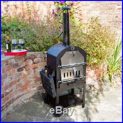 Charcoal Pizza Oven Bbq Wood Fired Bbq Grill Black Steel Garden Kitchen Wido