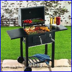 Charcoal Trolley BBQ Garden Patio Barbecue Grill Heating Heat With Wheels
