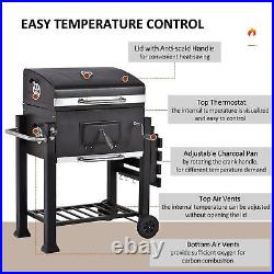 Charcoal Trolley BBQ Grills Heavy Grate Barbecue Grill & Smoker Outdoor Garden