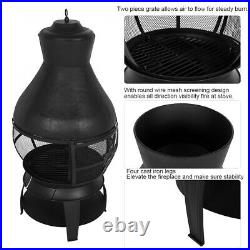 Chiminea Fire Pit BBQ Grill Outdoor Garden Party Brazier Stove Patio Heater