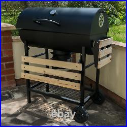 Classic Outdoor Bbq Smoker Charcoal Barrel Barbeque Black Patio Grill Smoker