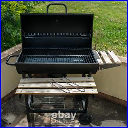 Classic Outdoor Bbq Smoker Charcoal Barrel Barbeque Black Patio Grill Smoker