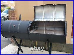Commercial Mega Double Large Bbq Charcoal Oil Barrel Smoker Grill Jerk Pan