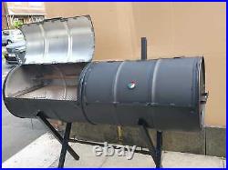 Commercial Mega Double Large Bbq Charcoal Oil Barrel Smoker Grill Jerk Pan