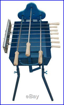 Cypriot Charcoal Rotisserie Barbecue Grill Traditional Foukou BBQ Small Blue
