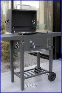 Deluxe Charcoal Bbq Garden Trolley Outdoor Grey Stainless Steel Grill Barbeque