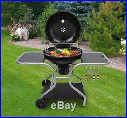 Deluxe Charcoal Trolley BBQ Garden Patio Barbecue Grill Heating Heat With Wheels
