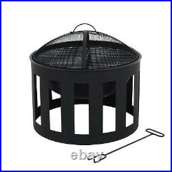 Fire Pit Garden Patio Heater Azuma Outdoor Grill BBQ Wood Charcoal Brazier Black
