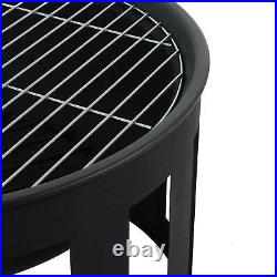 Fire Pit Garden Patio Heater Azuma Outdoor Grill BBQ Wood Charcoal Brazier Black