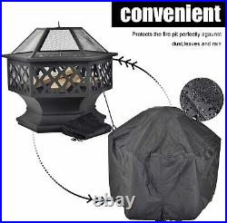 Fire Pit Heater BBQ Grill Patio Backyard Metal Brazier Black Outdoor Camping