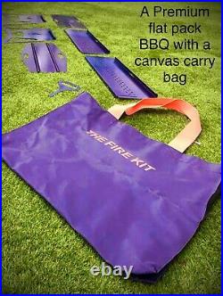 Flat pack BBQ grill, Fire Pit. High Quality. Custom Made Canvas Carry Bag