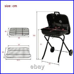 Foldable Charcoal Steel Grill Portable BBQ Camping Picnic Garden Party with Wheels