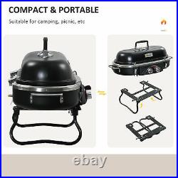 Foldable Table Top Gas BBQ Grill with 2 Burners Lid Thermometer Aluminium Alloy