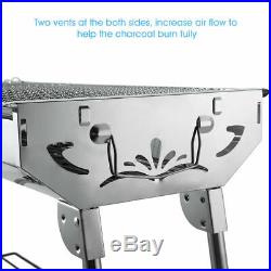 Folding BBQ Barbecue Stainless Steel Charcoal Grill Outdoor Patio Garden Wheels