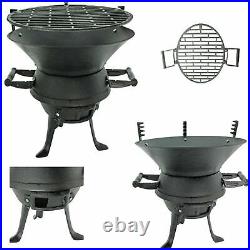 Garden Cast Iron Portable Fire Pit Charcoal Bbq Grill Patio Camping Barbecue New