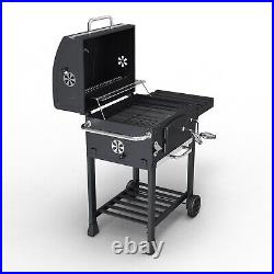 Garden Charcoal BBQ Grill Barbecue Smoke Portable Outdoor Trolley Wheels CBG01