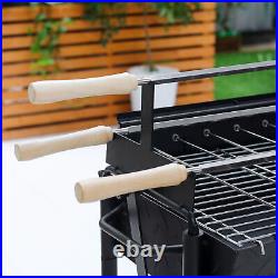 Garden Outdoor Charcoal Trolley BBQ Barbecue Cooking Grill Powder Wheel
