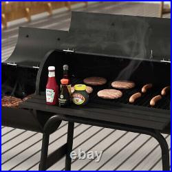 Garden Outdoor Charcoal Trolley Grill Barbecue Smoker BBQ Side Shelf +Grills Net