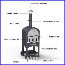 Garden Outdoor Pizza Oven Charcoal BBQ Barbecue Grill Cooker with Chimney 2 Tier