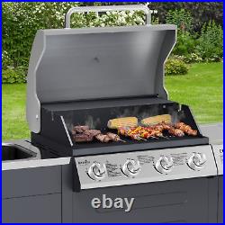 Gas BBQ Grill Large 4 Burner & Side Burner Outdoor Kitchen with Sink and Storage