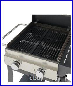Goodhome Gas Barbecue Grill 2 Burner Cooking BBQ W Side Shelve