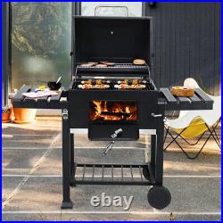Grill Charcoal Portable BBQ Smoker Barbecue Outdoor Garden Heating Wheels M/L/XL