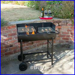 Half Drum Barrel Steel Bbq Charcoal Garden Barbecue Black Adjustable Grill New