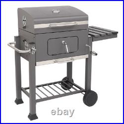 Heavy Duty Large Charcoal Barrel BBQ Grill Garden Barbecue Trolley With Wheels UK