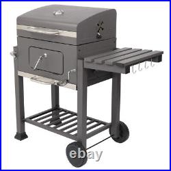 Heavy Duty Large Charcoal Barrel BBQ Grill Garden Barbecue Trolley With Wheels UK